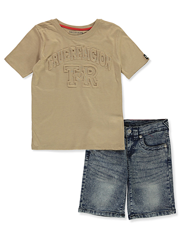 True Religion Boys' 2-Piece Embossed Shorts Set Outfit - CookiesKids.com