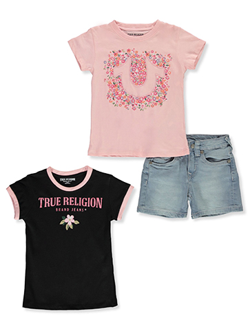 True Religion Girls' 3-Piece T-Shirts & Shorts Set Outfit - CookiesKids.com