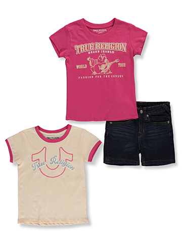 True Religion Girls' 3-Piece T-Shirts & Shorts Set Outfit - CookiesKids.com