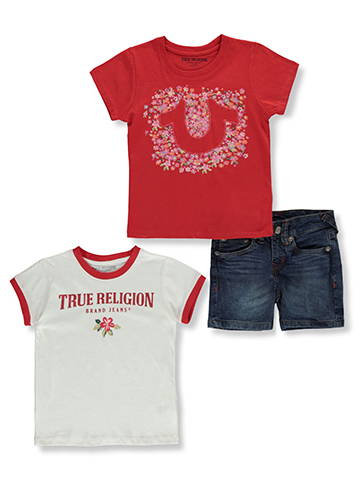 True Religion Girls' 3-Piece T-Shirts & Shorts Set Outfit - CookiesKids.com