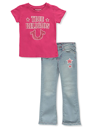 True Religion Girls' 2-Piece Star Jeans Set Outfit - CookiesKids.com