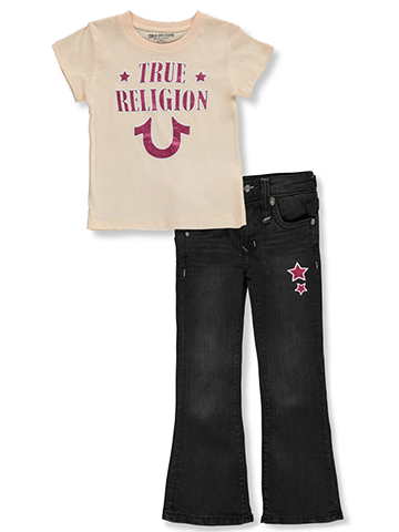 True Religion Girls' 2-Piece Star Jeans Set Outfit - CookiesKids.com
