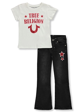 True Religion Girls' 2-Piece Star Jeans Set Outfit - CookiesKids.com