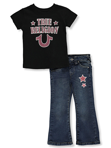 True Religion Girls' 2-Piece Star Jeans Set Outfit - CookiesKids.com