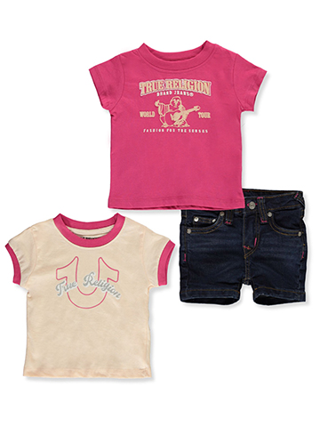 True Religion Girls' 3-Piece T-Shirts & Shorts Set Outfit - CookiesKids.com