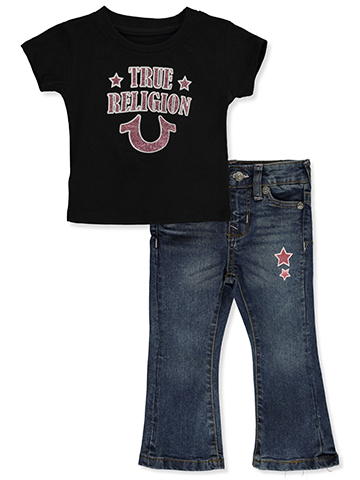 True Religion Girls' 2-Piece Star Jeans Set Outfit - CookiesKids.com