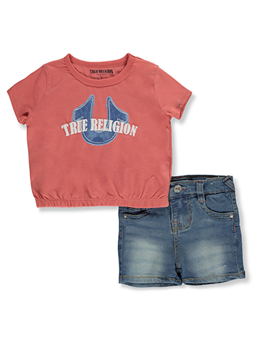 True Religion Girls' 2-Piece Denim Shorts Set Outfit - CookiesKids.com
