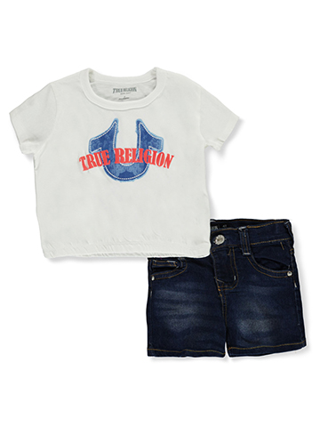True Religion Girls' 2-Piece Denim Shorts Set Outfit - CookiesKids.com