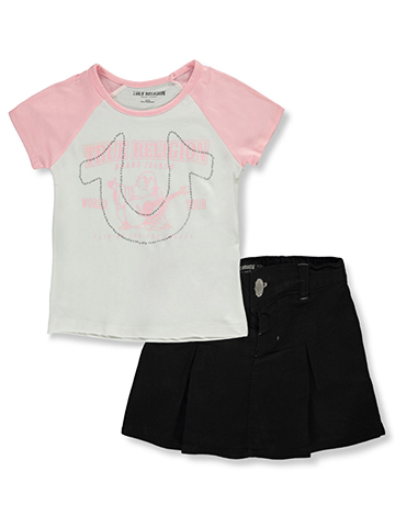 True Religion Girls' 2-Piece Denim Skorts Set Outfit - CookiesKids.com