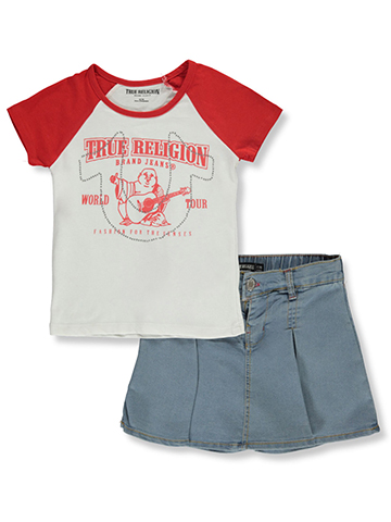 True Religion Girls' 2-Piece Denim Skorts Set Outfit - CookiesKids.com