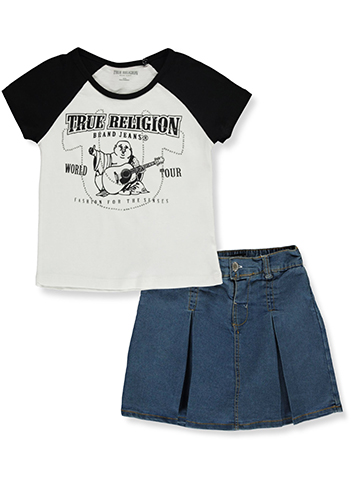 True Religion Girls' 2-Piece Denim Skorts Set Outfit - CookiesKids.com