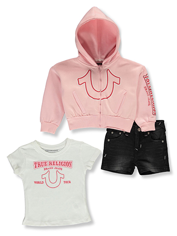 True Religion Girls' 3-Piece Denim Shorts Set Outfit - CookiesKids.com