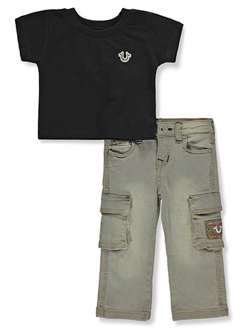 True Religion Baby Girls' 2-Piece Cargo Jeans Set Outfit - CookiesKids.com