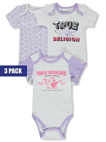 True Religion Baby Girls' 3-Pack Bodysuits - CookiesKids.com