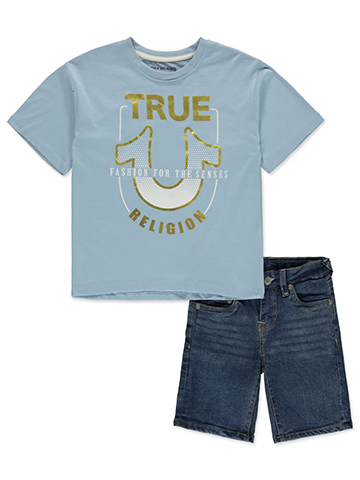 True Religion Boys' 2-Piece Denim Shorts Set Outfit - CookiesKids.com