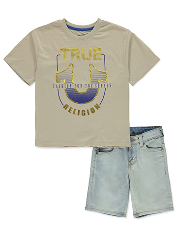 True Religion Boys' 2-Piece Denim Shorts Set Outfit - CookiesKids.com