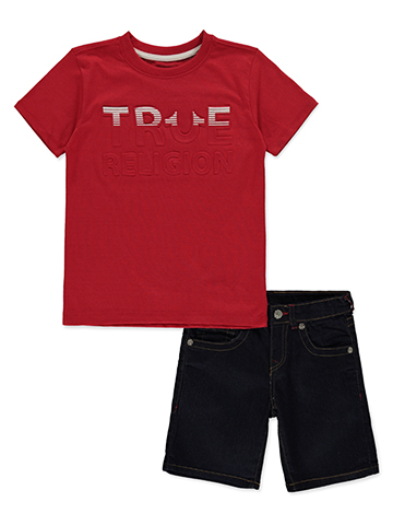 True Religion Boys' 2-Piece Horseshoe Denim Shorts Set Outfit - CookiesKids.com