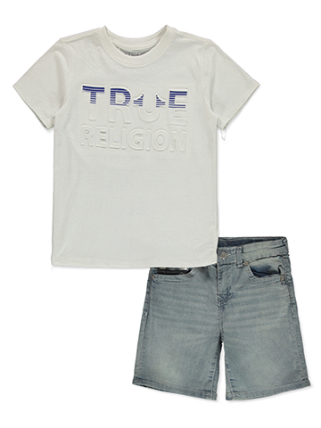 True Religion Boys' 2-Piece Horseshoe Denim Shorts Set Outfit - CookiesKids.com