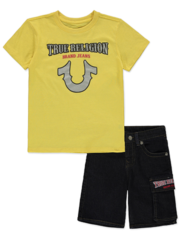 True Religion Boys' 2-Piece Denim Shorts Set Outfit - CookiesKids.com