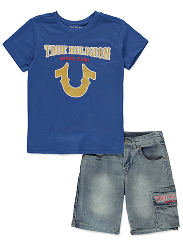 True Religion Boys' 2-Piece Denim Shorts Set Outfit - CookiesKids.com