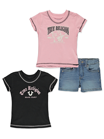 True Religion Girls' 3-Piece Shorts Set Outfit - CookiesKids.com