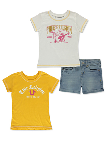 True Religion Girls' 3-Piece Shorts Set Outfit - CookiesKids.com