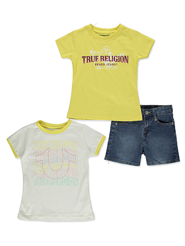True Religion Girls' 3-Piece Denim Shorts Set Outfit - CookiesKids.com