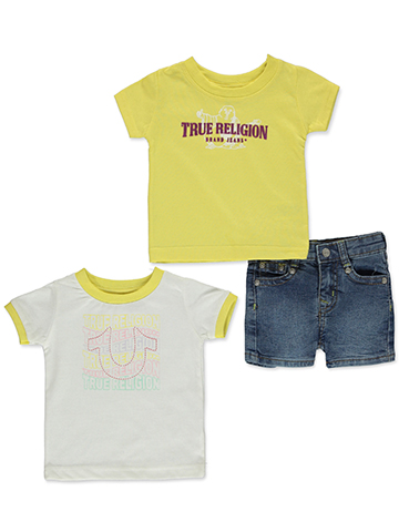 True Religion Baby Girls' 3-Piece T-Shirt Shorts Set Outfit - CookiesKids.com