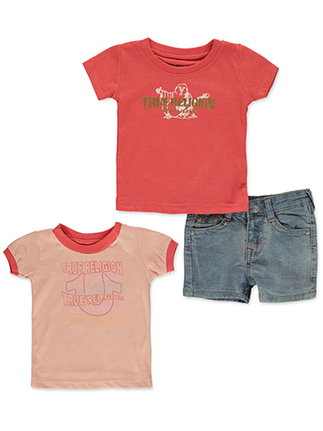 True Religion Baby Girls' 3-Piece T-Shirt Shorts Set Outfit - CookiesKids.com