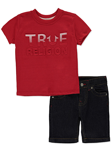 True Religion Baby Boys' 2-Piece Knit Denim Shorts Set Outfit - CookiesKids.com