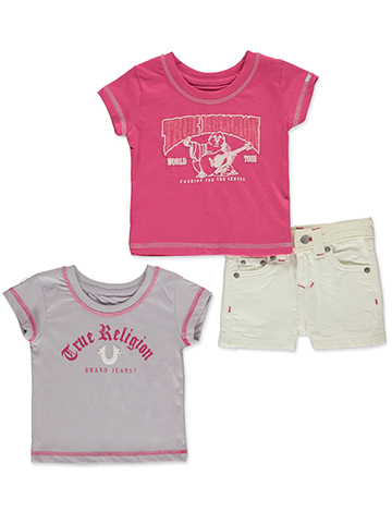 True Religion Baby Girls' 3-Piece Shorts Set Outfit - CookiesKids.com