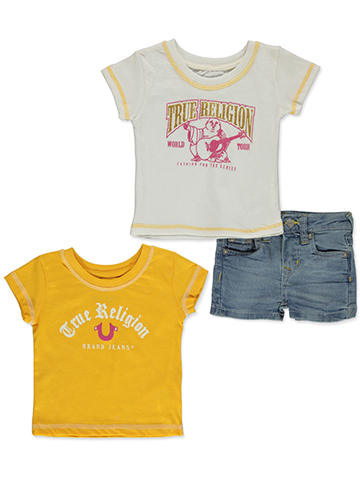 True Religion Baby Girls' 3-Piece Shorts Set Outfit - CookiesKids.com