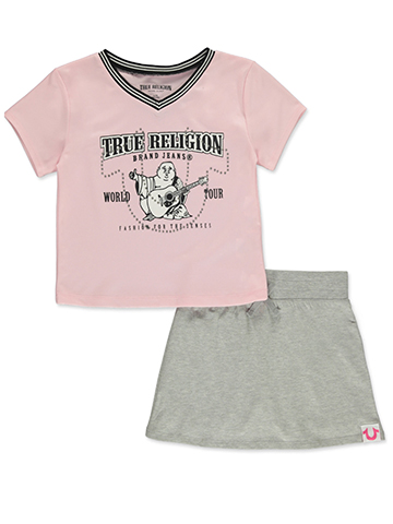 True Religion Girls' 2-Piece Varsity Buddha Skirt Set Outfit - CookiesKids.com