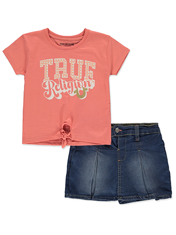 True Religion Girls' 2-Piece Denim Skirt Set Outfit - CookiesKids.com