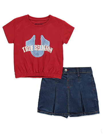True Religion Red Tee and Denim Skort Set - CookiesKids.com