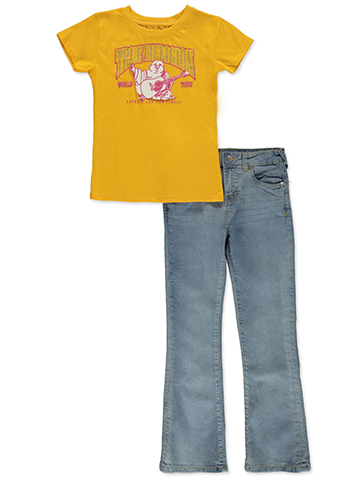 True Religion Girls' Graphic Tee and Flare Jeans Set - CookiesKids.com