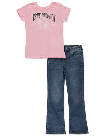 True Religion Girls' Graphic Tee and Flare Jeans Set - CookiesKids.com