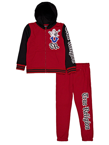 True Religion Boys' 2-Piece Zip-Up Patch Logo Hoodie and Joggers Set - CookiesKids.com