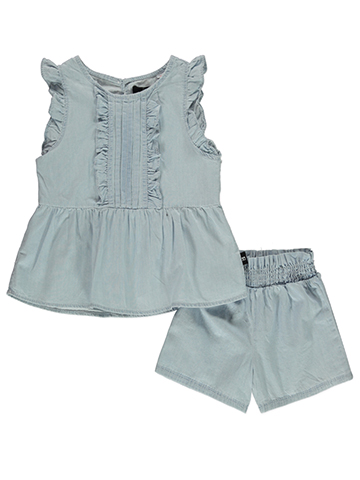 Joe's Girls' 2-Piece Chambray Shorts Set Outfit - CookiesKids.com