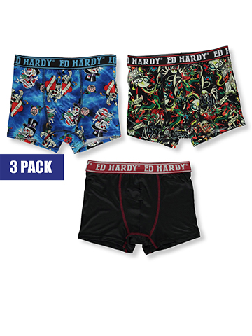 Ed Hardy Boys' 3-Pack Boxer Briefs Underwear - CookiesKids.com