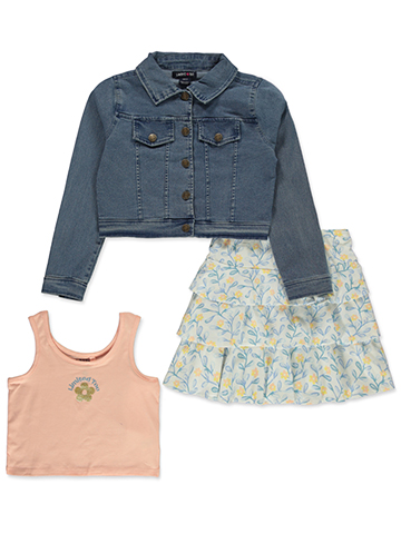Limited Too Girls' 3-Piece Denim Jacket Skirt Set Outfit - CookiesKids.com