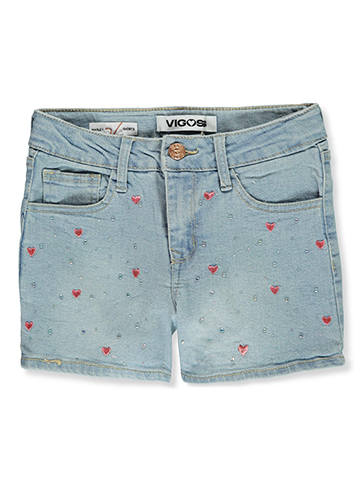 Vigoss Girls' Hearts Denim Shorts - CookiesKids.com