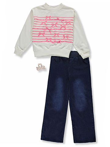 Vigoss Girls' 3-Piece Wide Leg Jeans Set Outfit - CookiesKids.com