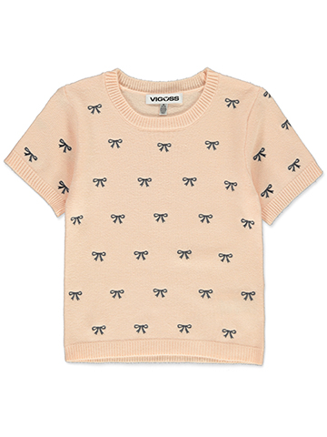 Girls' Vigoss Bow Tie Short-Sleeve Sweater - CookiesKids.com
