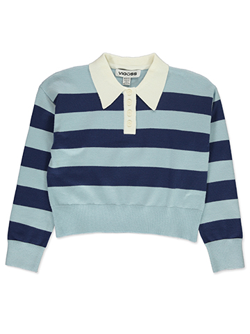Girls' Striped Polo Knit Sweater - CookiesKids.com