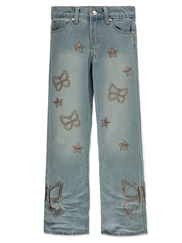 VIP Jeans Girls' Embellished Butterfly Denim Jeans - CookiesKids.com
