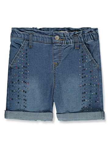 Wallflower Girl Girls' Ruffle Rhinestone Denim Shorts - CookiesKids.com