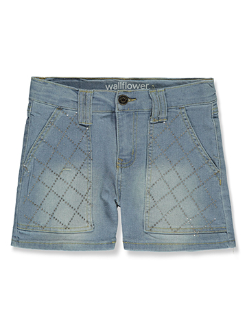 Wallflower Girl Girls' Ruffle Rhinestone Denim Shorts - CookiesKids.com