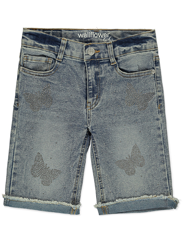 Wallflower Girl Girls' Butterfly Gem Denim Shorts - CookiesKids.com