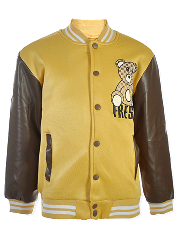 CP Drygoods Boys' Faux Leather Bear Varsity Jacket - CookiesKids.com